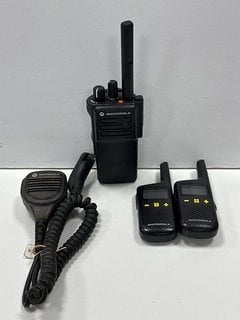 MOTOROLA DP4400E DIGITAL HAND PORTABLE 2-WAY RADIOS IN BLACK (TO INCLUDE MOTOROLA PMMN4040A IMPRES REMOTE SPEAKER MICROPHONE AND 2X MOTOROLA XT185 WALKIE TALKIES) [JPTM124156]