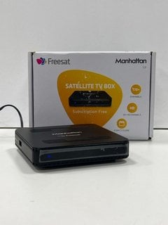 MANHATTAN SX SATELLITE TV BOX (ORIGINAL RRP - £69) IN BLACK (WITH BOX, REMOTE, POWER, HDMI & SCART CABLES) [JPTM124157]