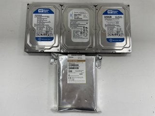 4 X VARIOUS BRANDS & SIZES OF HARD DISC DRIVES (TO INCLUDE 2X WD 320GB, SYSTEM X 250GB & TOSHIBA 4TB) [JPTM122816]