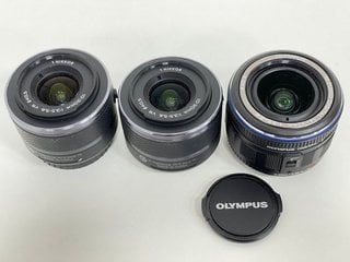 QTY OF 3 CAMERA LENSES (TO INCLUDE OLYMPUS M.ZUIKO DIGITAL 14-42MM & 2X NIKON 1 10-30MM VR) [JPTM124243]