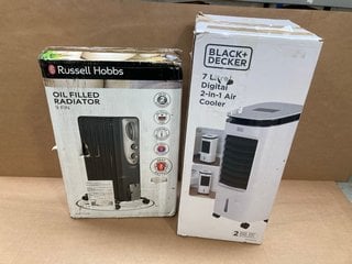 RUSSELL HOBBS OIL FILLED RADIATOR TO INCLUDE BLACK + DECKER 7L DIGITAL 2 IN 1 AIR COOLER: LOCATION - D5