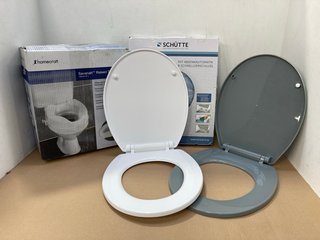 3 X ASSORTED TOILET SEAT REPLACEMENTS TO INCLUDE HOMECRAFT SAVANAH RAISED TOILET SEAT: LOCATION - D8