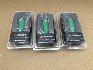 3 X MISHIMOTO WEIGHTED SHIFT KNOBS - GREEN RRP - £111: LOCATION - D15