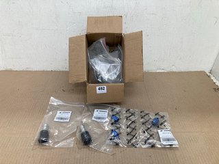 4 X MISHIMOTO STRAIGHT PUSH LOCK FITTINGS 10AN TO INCLUDE 3 X MISHIMOTO ALUMINIUM 6AN HEX FINISHERS IN BLUE: LOCATION - C16