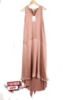 TED BAKER WOMENS HIGH LOW HALTER SILK DRESS WITH INTEGRAL TIE IN DUSKY PINK SIZE: 10 RRP - £250: LOCATION - WHITE BOOTH