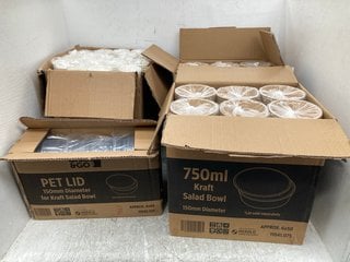 4 X ASSORTED GRAB AND GO AND GO - PAK PACKAGING ITEMS TO INCLUDE 2 X BOXES OF 750ML KRAFT SALAD BOWLS: LOCATION - C5