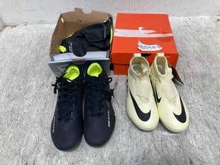 2 X ASSORTED CHILDRENS NIKE TRAINERS TO INCLUDE JR ZOOM SUPERFLY 9 BOOTS IN LEMONADE SIZE: 1 AND ZOOM VAPOR 15 ELITE BOOTS IN BLACK/SMOKE GREY SIZE: 5.5 COMBINED RRP - £178: LOCATION - B3