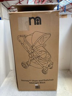 MOTHERCARE JOURNEY EDIT CHILDRENS PRAM AND PUSHCHAIR IN MIDNIGHT BLACK RRP - £150: LOCATION - B4