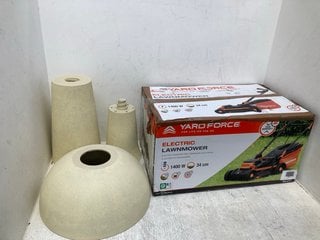 2 X ASSORTED ITEMS TO INCLUDE YARDFORCE 34CM ELECTRIC LAWNMOWER: LOCATION - B16