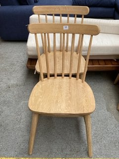 SET OF 2 LOAF.COM NATTERBOX DINING CHAIRS IN OAK RRP - £460: LOCATION - C1