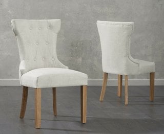 CLARA/ELLEN CREAM FABRIC DINING CHAIRS - PAIRS - RRP £410: LOCATION - C6