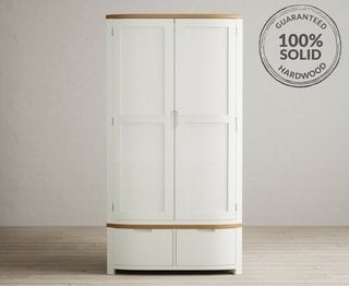 BRADWELL OAK & SIGNAL WHITE PAINTED DOUBLE WARDROBE RRP - £899: LOCATION - B8