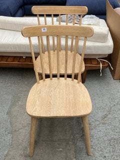 SET OF 2 LOAF.COM NATTERBOX DINING CHAIRS IN OAK RRP - £460: LOCATION - C1