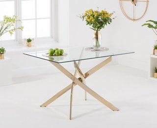 DAYTONA/DETROIT/DENVER GOLD - 120CM RECTANGULAR GLASS DINING TABLE - RRP £275: LOCATION - B8