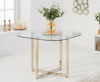 ABINGDON/ANNA/ALGARVE GOLD - CLEAR GLASS DINING TABLE - RRP £329: LOCATION - B8