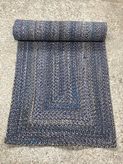 JOHN LEWIS & PARTNERS IN/OUT BRAIDED RUG IN NAVY SIZE : 70 X 240CM RRP - £100: LOCATION - D2