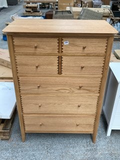 JOHN LEWIS & PARTNERS ESSENSE WIDE 7 DRAWER CHEST IN OAK - RRP £349: LOCATION - D2