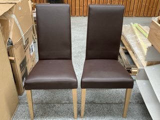 PAIR OF JOHN LEWIS & PARTNERS SLENDER DINING CHAIRS IN CHOCOLATE BROWN - RRP £178: LOCATION - D3