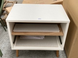 JOHN LEWIS & PARTNERS WIDE BEDSIDE TABLE IN WHITE AND OAK FINISH: LOCATION - D3