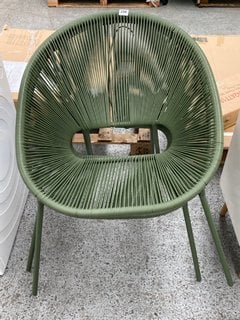 PAIR OF JOHN LEWIS & PARTNERS SALSA GARDEN CHAIRS IN AVOCADO GREEN STRING RATTAN FINISH - RRP £148: LOCATION - D3