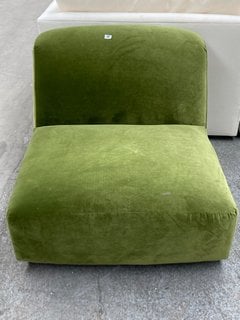 LOAF.COM SQUISHBLOCKS SINGLE ARMLESS SOFA UNIT IN GRASS CLIPPING CLEVER VELVET RRP - £995: LOCATION - C2