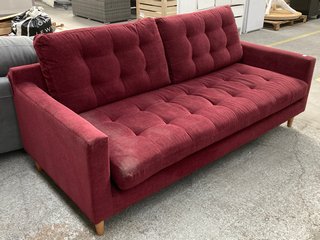 JOHN LEWIS & PARTNERS BARBICAN GRANDE EXTRA LARGE 4 SEATER SOFA IN WINE RED FABRIC: LOCATION - D3