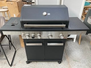 JOHN LEWIS & PARTNERS 4 BURNER HYBRID BBQ IN BLACK AND STAINLESS STEEL FINISH - RRP £498: LOCATION - D3 (KERBSIDE PALLET DELIVERY)