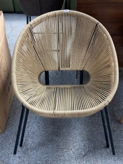 PAIR OF JOHN LEWIS & PARTNERS SALSA GARDEN CHAIRS IN NATURAL SAND STRING RATTAN FINISH - RRP £148: LOCATION - D3