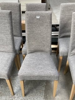 PAIR OF JOHN LEWIS & PARTNERS SLENDER DINING CHAIRS IN STONE GREY FABRIC - RRP £178: LOCATION - D3