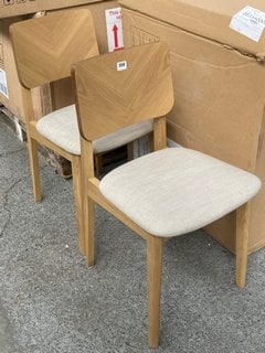 PAIR OF JOHN LEWIS & PARTNERS FERN DINING CHAIRS IN OAK AND NATURAL FABRIC FINISH: LOCATION - D3