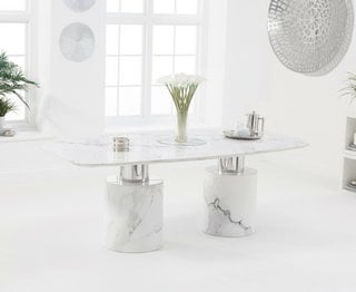 ANTONIO/ADELINE 180CM WHITE MARBLE DINING TABLE - RRP £1199: LOCATION - A8 (KERBSIDE PALLET DELIVERY)