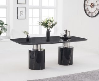 ANTONIO/ADELINE 180CM BLACK MARBLE DINING TABLE - RRP £1099: LOCATION - A8 (KERBSIDE PALLET DELIVERY)