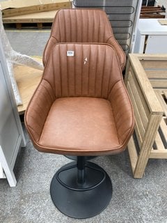 PAIR OF JOHN LEWIS & PARTNERS BROOKS GAS LIFT BAR STOOLS IN TAN: LOCATION - C5