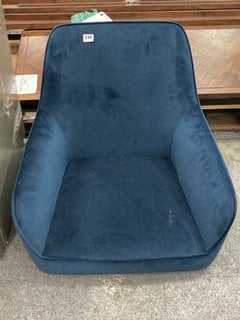 JOHN LEWIS & PARTNERS FORM OFFICE CHAIR IN SKY VELVET (MISSING BASE): LOCATION - C6