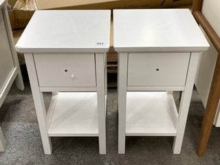 SET OF 2 JOHN LEWIS & PARTNERS WILTON 1 DRAWER BEDSIDE TABLES IN WHITE RRP - £149: LOCATION - C6