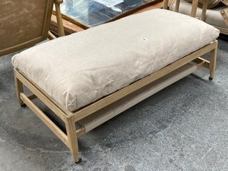 LOAF.COM SLINGSHOT COFFEE TABLE & FOOTSTOOL IN OAK & NATURAL RRP - £695: LOCATION - C3