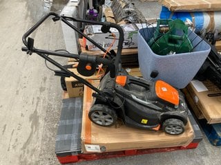 PALLET OF ASSORTED ITEMS TO INCLUDE YARD FORCE CORDLESS LAWNMOWER: LOCATION - B4 (KERBSIDE PALLET DELIVERY)