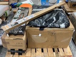 PALLET OF ASSORTED ITEMS TO INCLUDE XOOTZ POGO STICK: LOCATION - B4 (KERBSIDE PALLET DELIVERY)