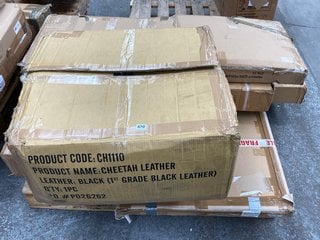 PALLET OF ASSORTED ITEMS TO INCLUDE BLACK LEATHER OFFICE CHAIR: LOCATION - B6 (KERBSIDE PALLET DELIVERY)