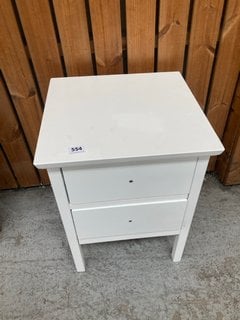 JOHN LEWIS & PARTNERS WILTON 2 DRAWER BEDSIDE TABLE IN WHITE - RRP £108: LOCATION - A3