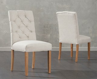 ISABELLA GREY FABRIC DINING CHAIRS - PAIRS - RRP £320: LOCATION - C6