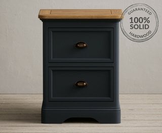 BRIDSTOW/ASHTON BLUE 2 DRAWER BEDSIDE CHEST - RRP £199: LOCATION - C6