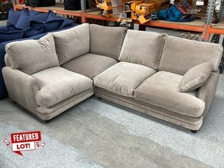 LOAF.COM SQUISHEROO LARGE 3 SEATER CORNER SOFA IN MINK PLUSH CLEVER VELVET - RRP £2995: LOCATION - C2