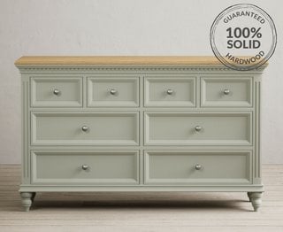 FRANCIS/PHILIPPE SOFT GREEN 4 OVER 4 WIDE CHEST OF DRAWERS - RRP £579: LOCATION - C6