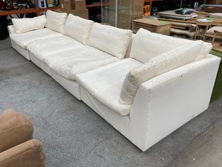 CUDDLEMUFFIN EXTRA LARGE MODULAR STYLE SOFA IN NATURAL IVORY WHITE LINEN FABRIC - RRP £5995: LOCATION - C2