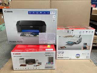 3 X ASSORTED PRINTERS TO INCLUDE CANON PIXMA IP8750 INKJET PHOTO PRINTER: LOCATION - AR11