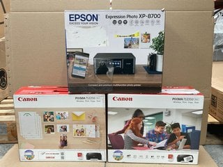 2 X CANON PIXMA TS3350 PRINTERS TO INCLUDE EPSON EXPRESSION PHOTO XP-8700 PRINTER: LOCATION - AR13