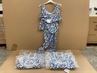 5 X JOHN LEWIS & PARTNERS INES VEST CROP PYJAMAS IN BLUE SIZE: 14: LOCATION - BR2