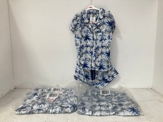 4 X JOHN LEWIS & PARTNERS NAKITA SS SHORTY PYJAMAS IN BLUE SIZE: 14: LOCATION - BR3