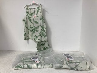 5 X JOHN LEWIS & PARTNERS ONYX VEST CROP PYJAMAS IN GREEN SIZE: 14: LOCATION - BR4